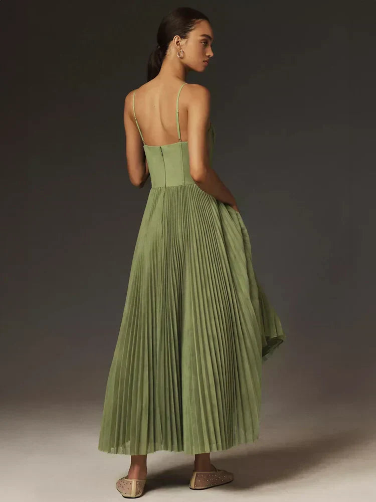 Robe midi bustier plissé avec tulle structuré