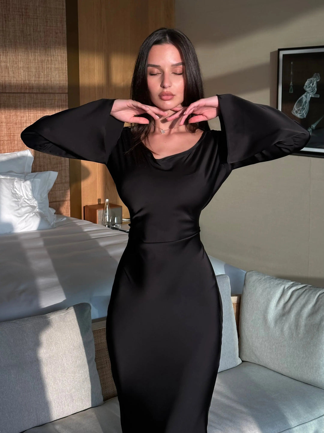 Robe maxi longue à manches, élégance intemporelle
