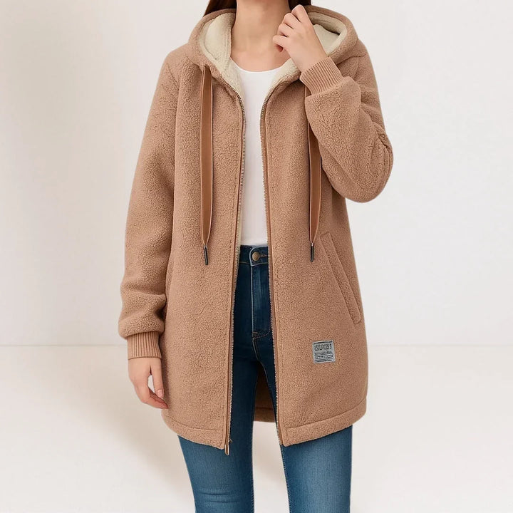 Sylvie | Veste Longue Femme à Capuche avec Poches