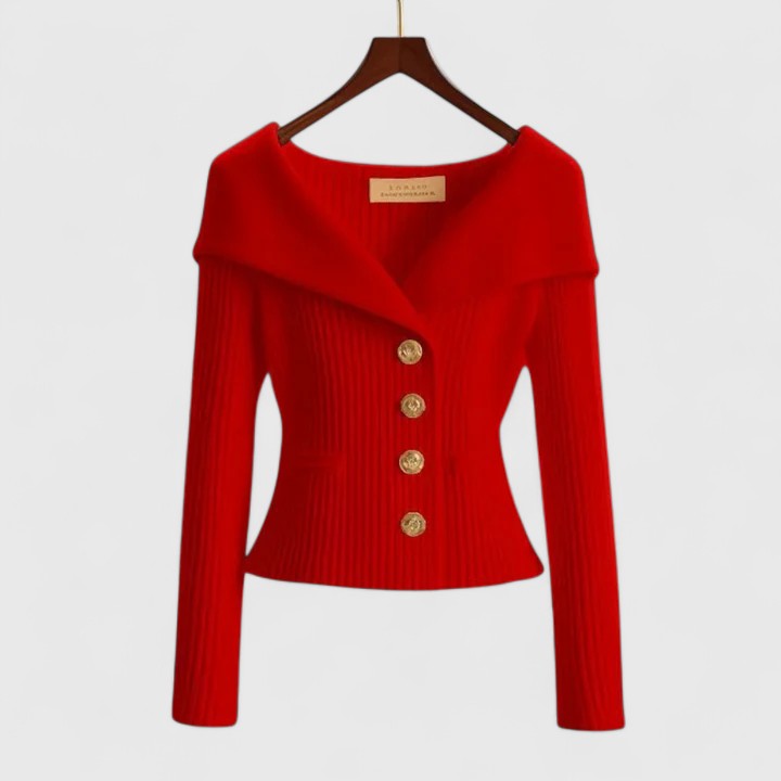 Sorvella | Cardigan Femme à Col Large avec Boutons sur le Devant