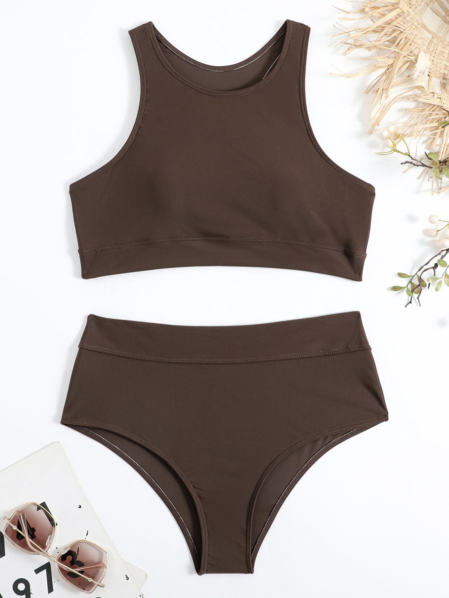 Bikini taille haute sport avec top racerback