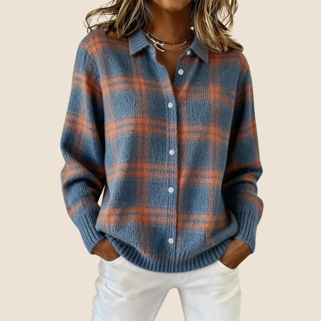 Pull à carreaux rétro élégant pour femme | Soléane