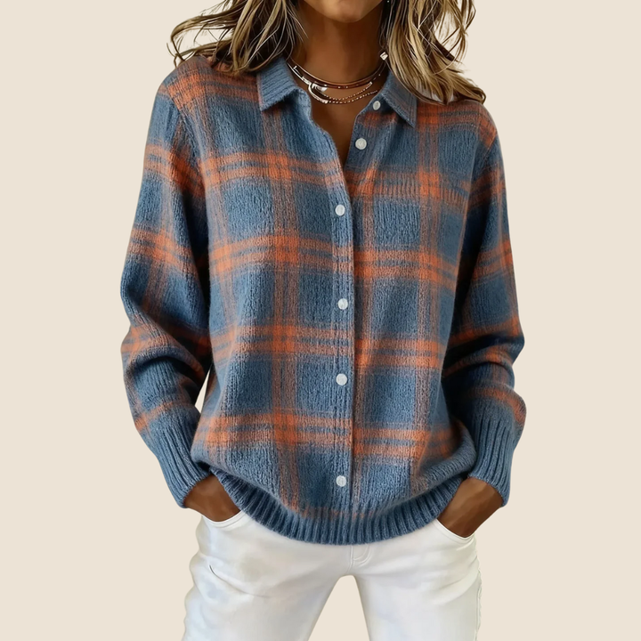 Pull à carreaux rétro élégant pour femme | Soléane
