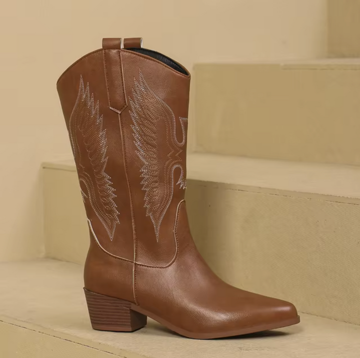Bottines western en suédine élégantes à talon bloc