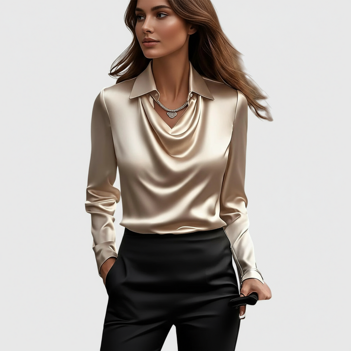 Blouse élégante à col drapé pour femme | Elmira