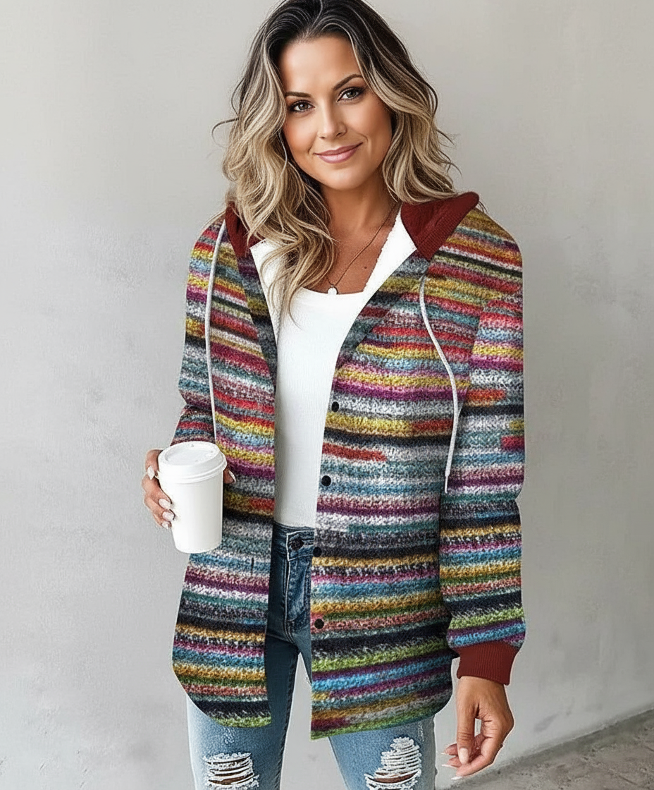 Veste à carreaux avec capuche pour femme | Carlyn