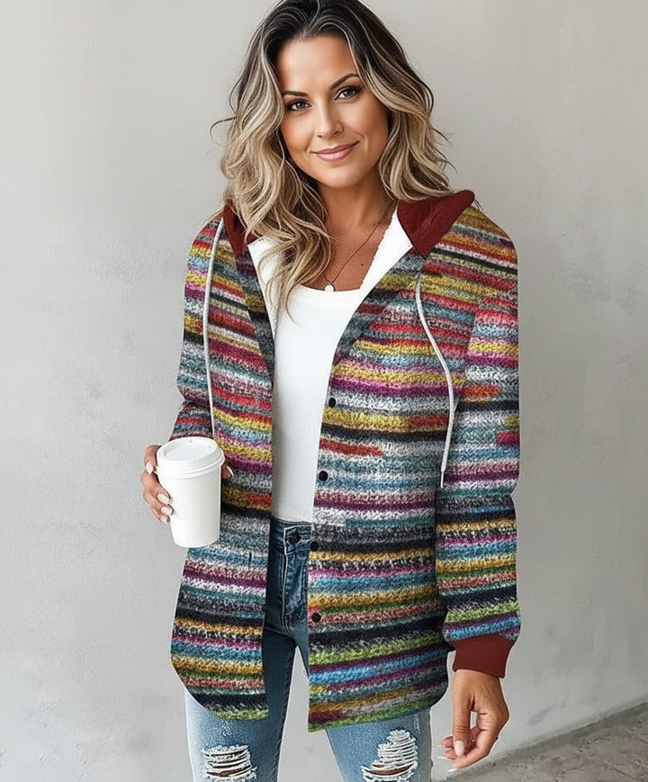 Veste à carreaux avec capuche pour femme | Carlyn