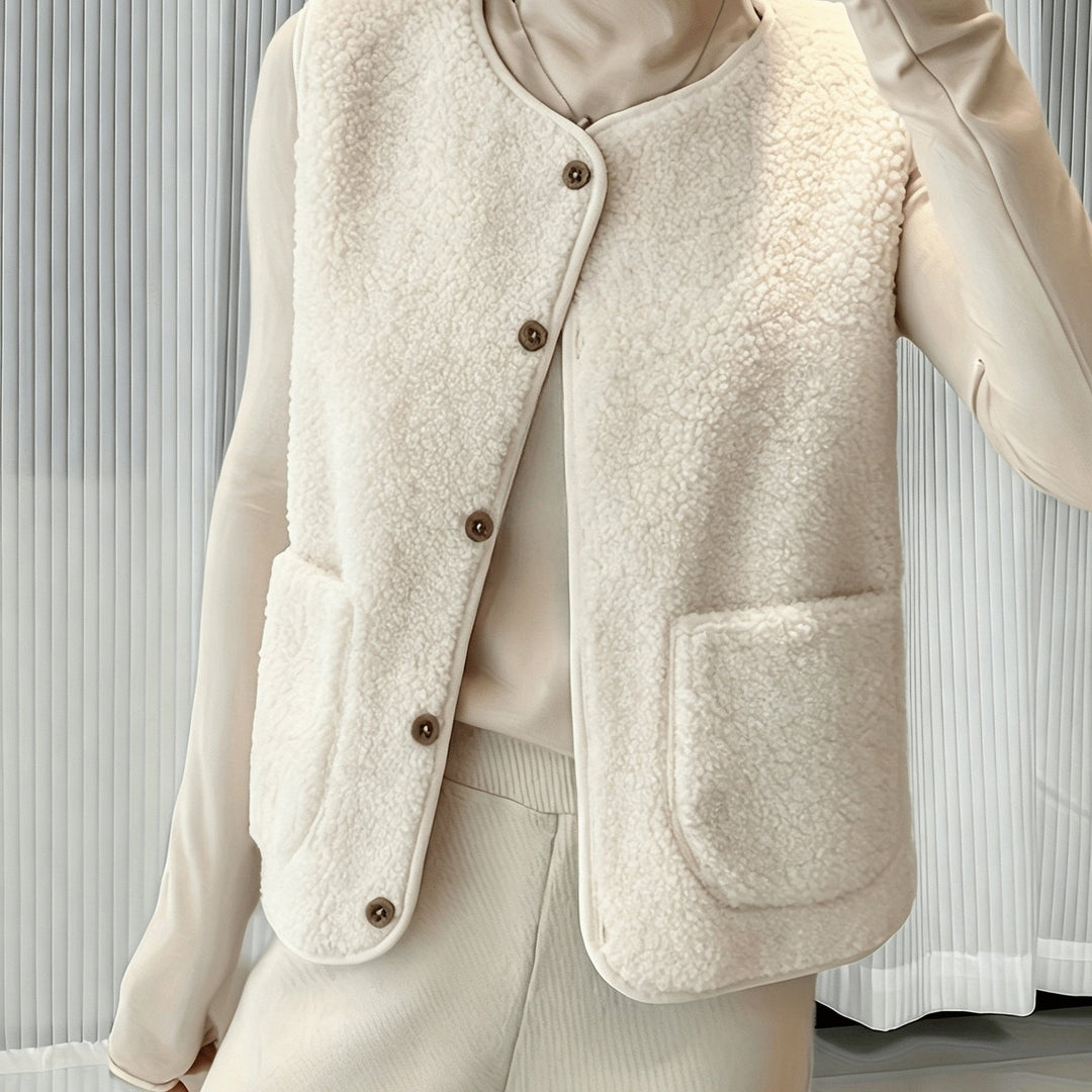 Bellamy | Gilet Sans Manches en Peluche à Boutons