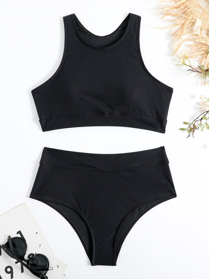 Bikini taille haute sport avec top racerback