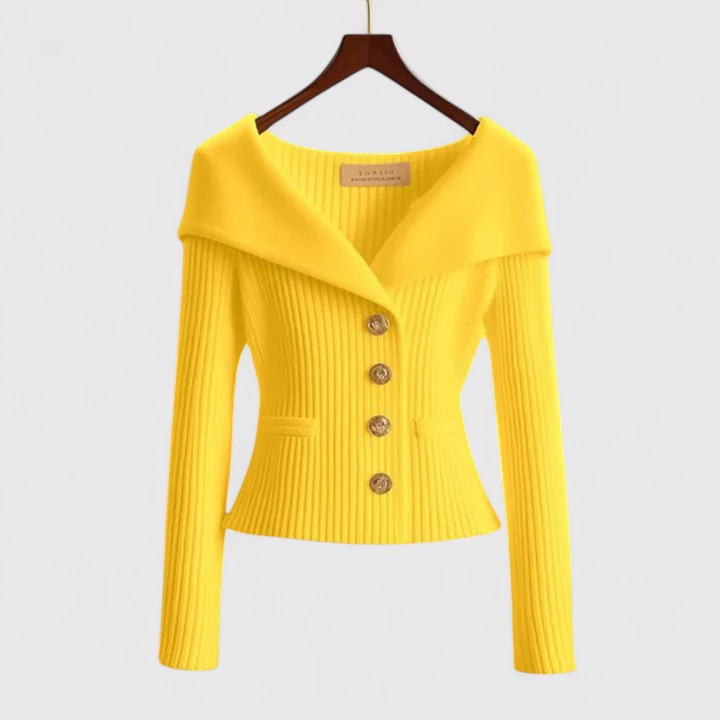 Sorvella | Cardigan Femme à Col Large avec Boutons sur le Devant