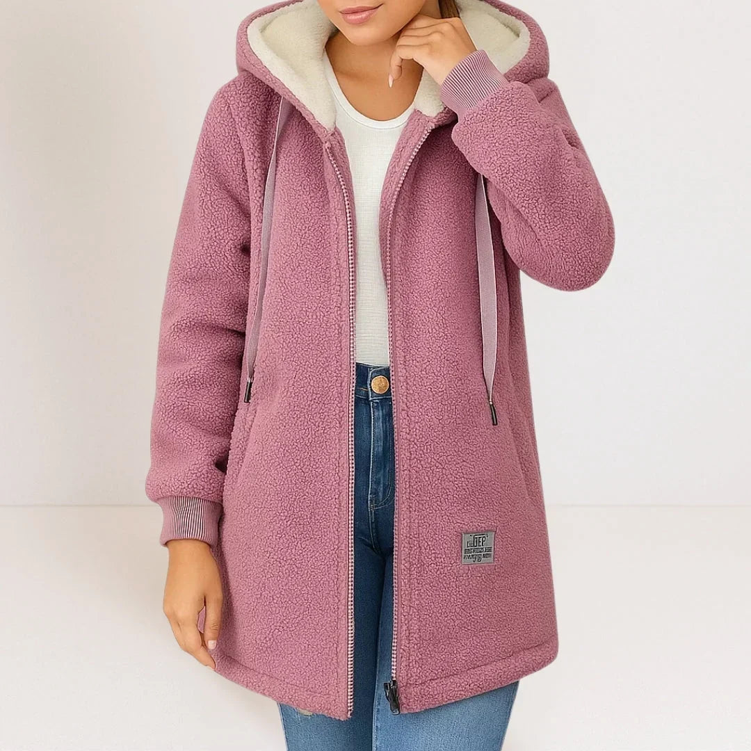 Sylvie | Veste Longue Femme à Capuche avec Poches