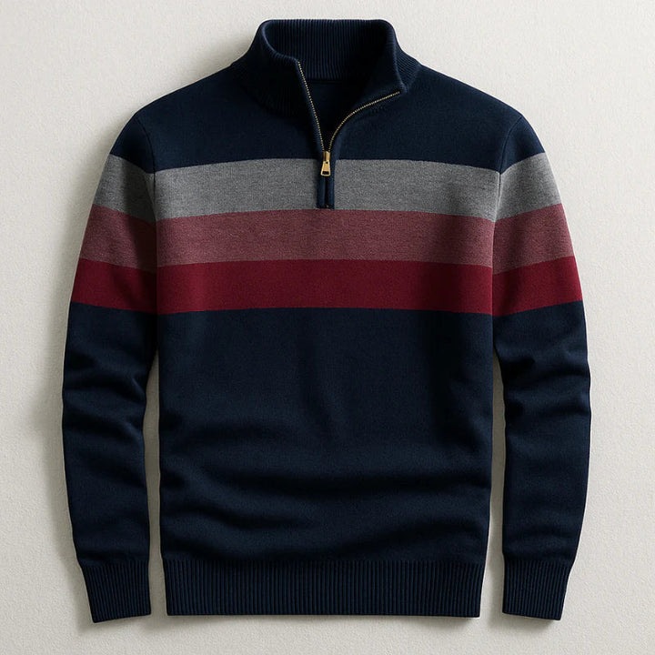 Pull rayé à col zippé pour homme | Éloen