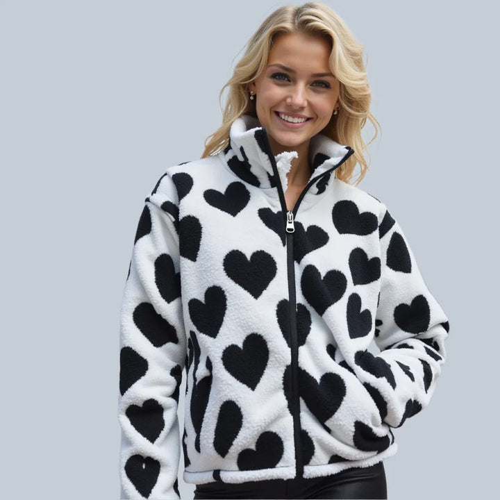 Veste Réversible à Motifs Cœur | Élégante et Douce