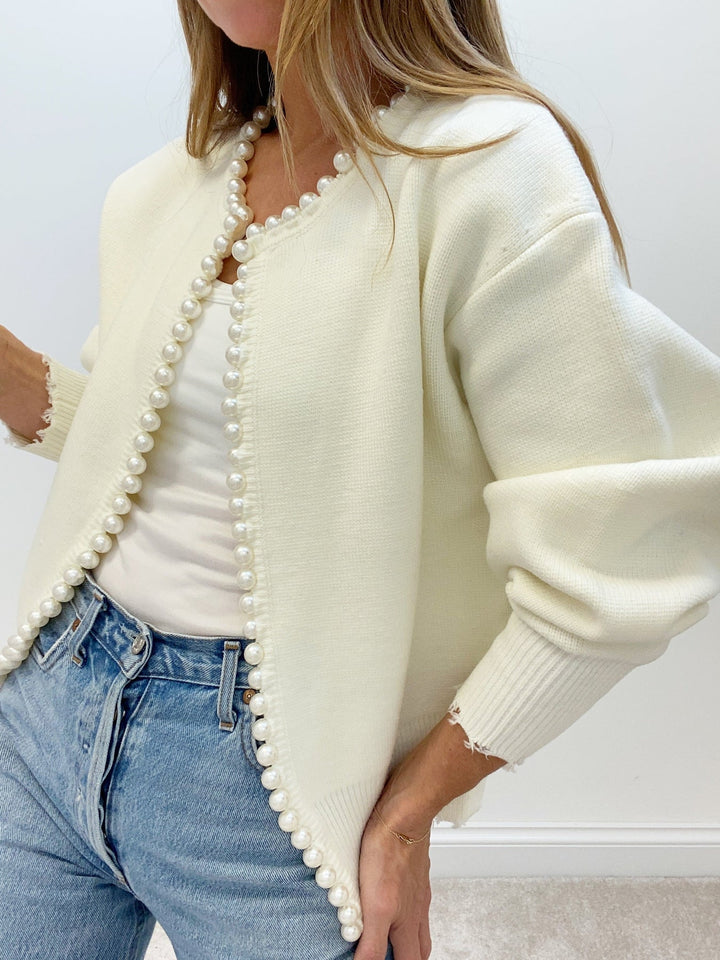 Bellavie | Cardigan en Tricot Ouvert avec Bordure Perles pour Femme