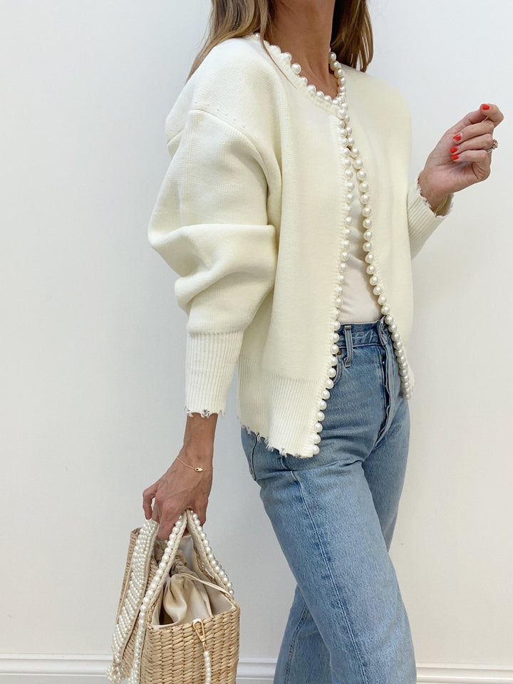Bellavie | Cardigan en Tricot Ouvert avec Bordure Perles pour Femme
