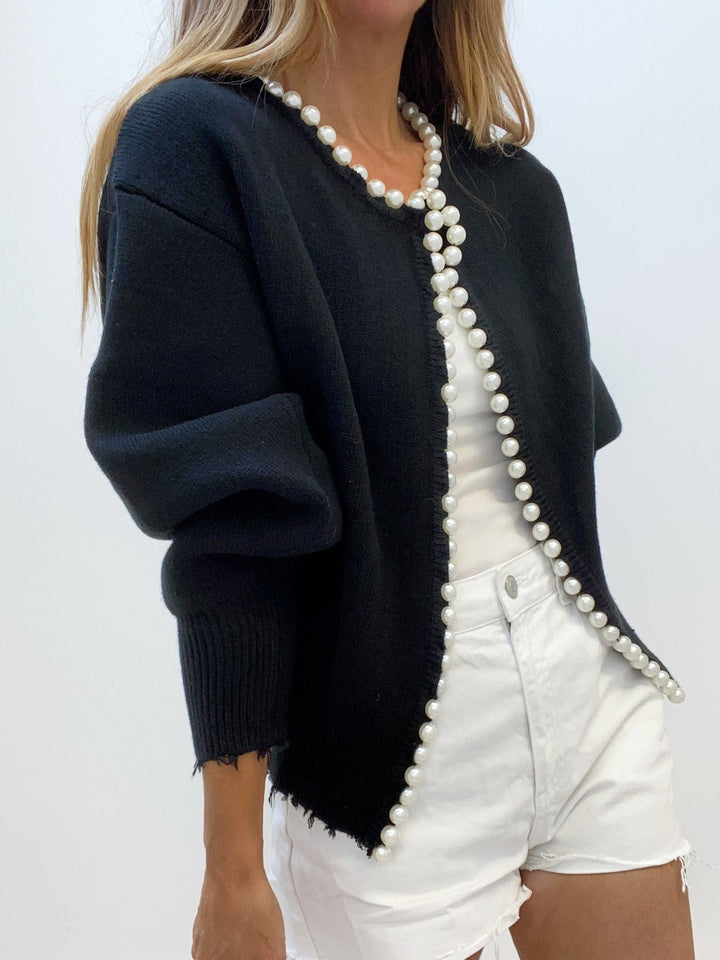 Bellavie | Cardigan en Tricot Ouvert avec Bordure Perles pour Femme