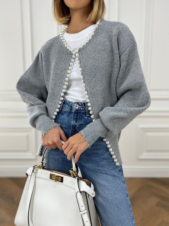 Bellavie | Cardigan en Tricot Ouvert avec Bordure Perles pour Femme