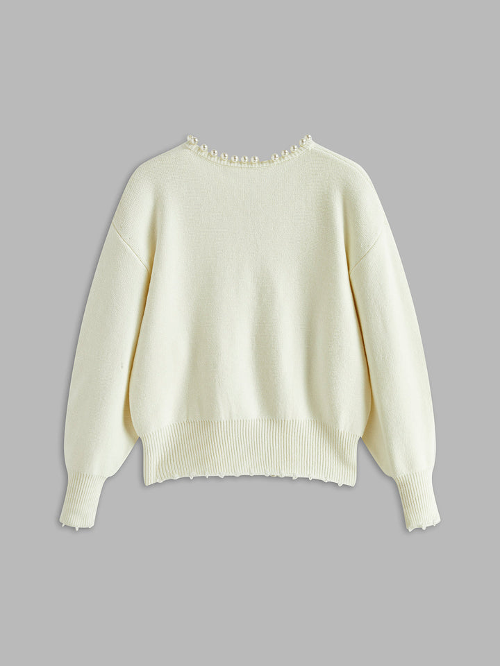 Bellavie | Cardigan en Tricot Ouvert avec Bordure Perles pour Femme