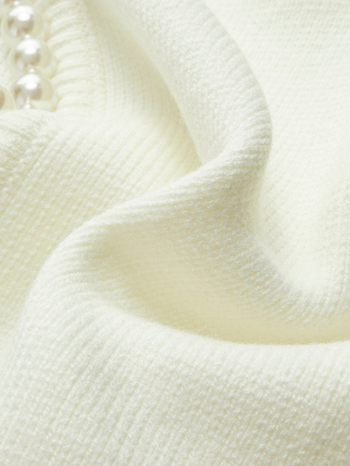 Bellavie | Cardigan en Tricot Ouvert avec Bordure Perles pour Femme