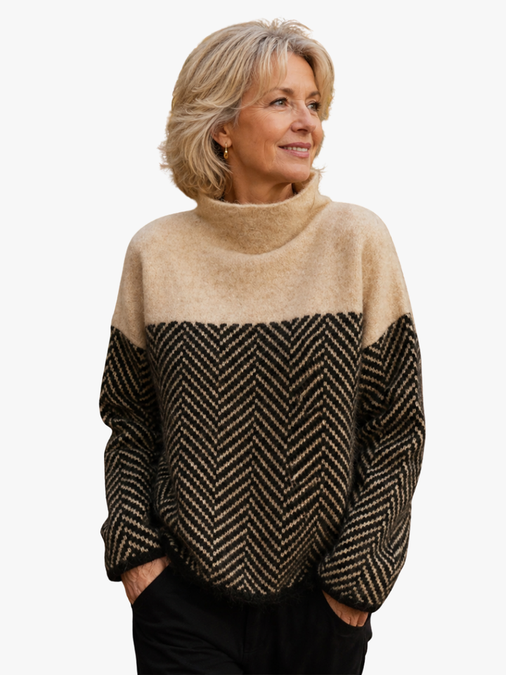 Margaux | Pull Graphique Femme à Motif Contrasté