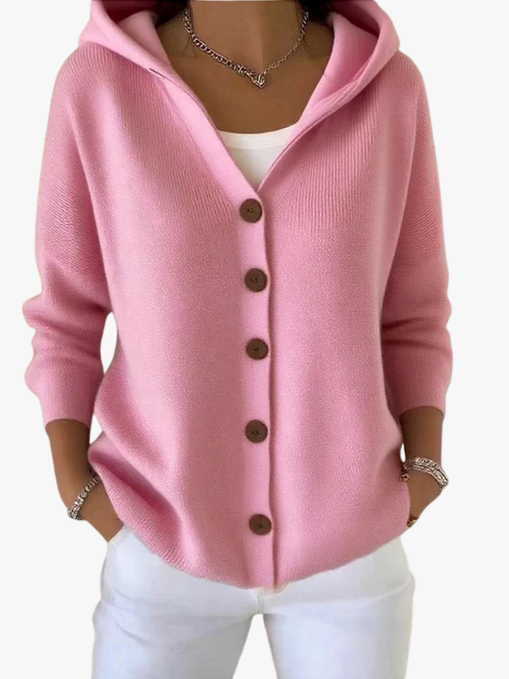 Amélie | Cardigan Femme à Capuche avec Boutons sur le Devant