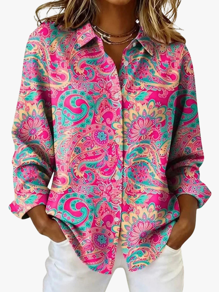 Rosalie | Blouse Femme à Imprimé Cachemire avec Boutons sur le Devant