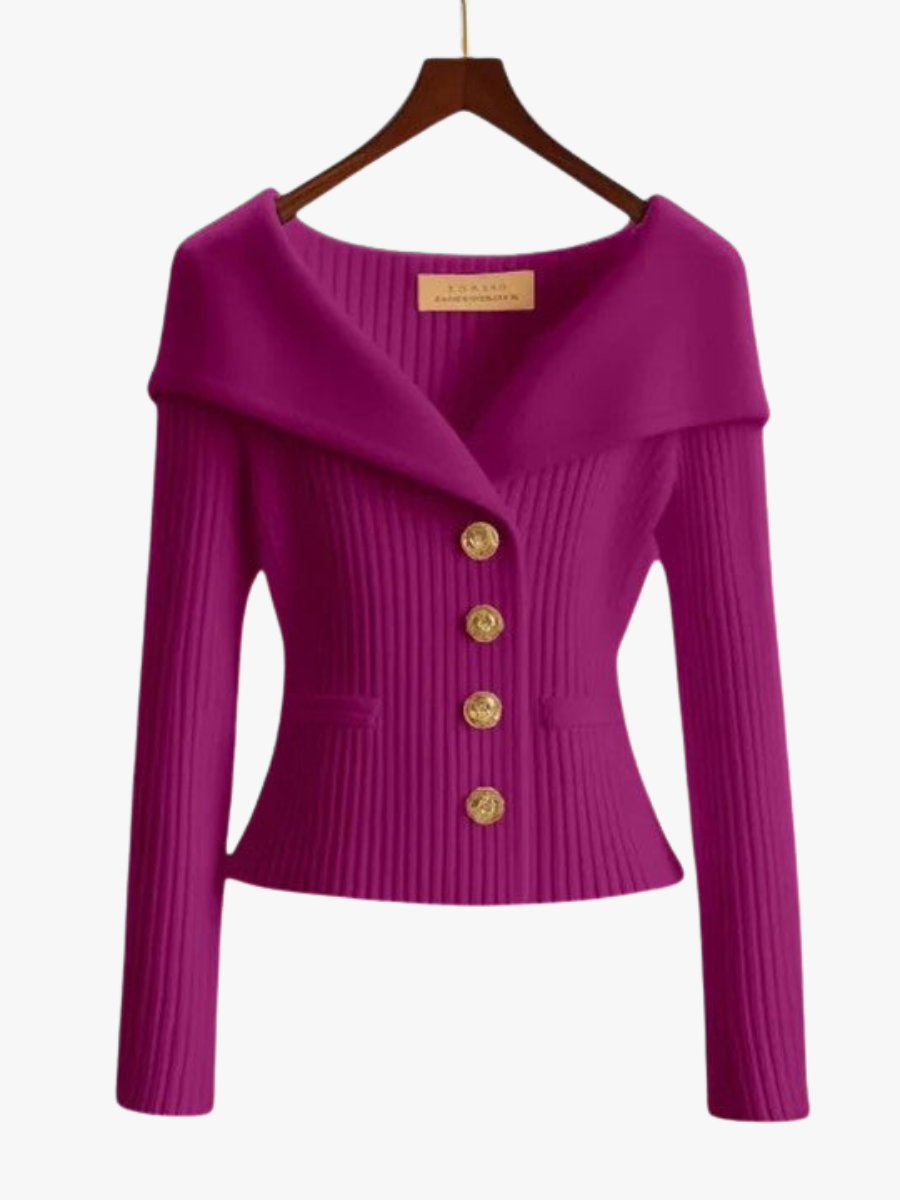 Sorvella | Cardigan Femme à Col Large avec Boutons sur le Devant