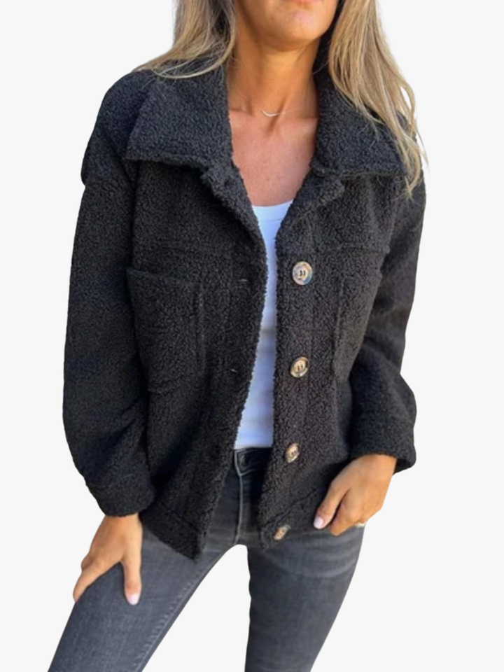 Marvella | Veste Texturée Femme à Boutons sur le Devant avec Col