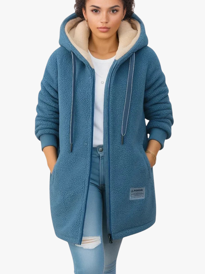 Sylvie | Veste Longue Femme à Capuche avec Poches