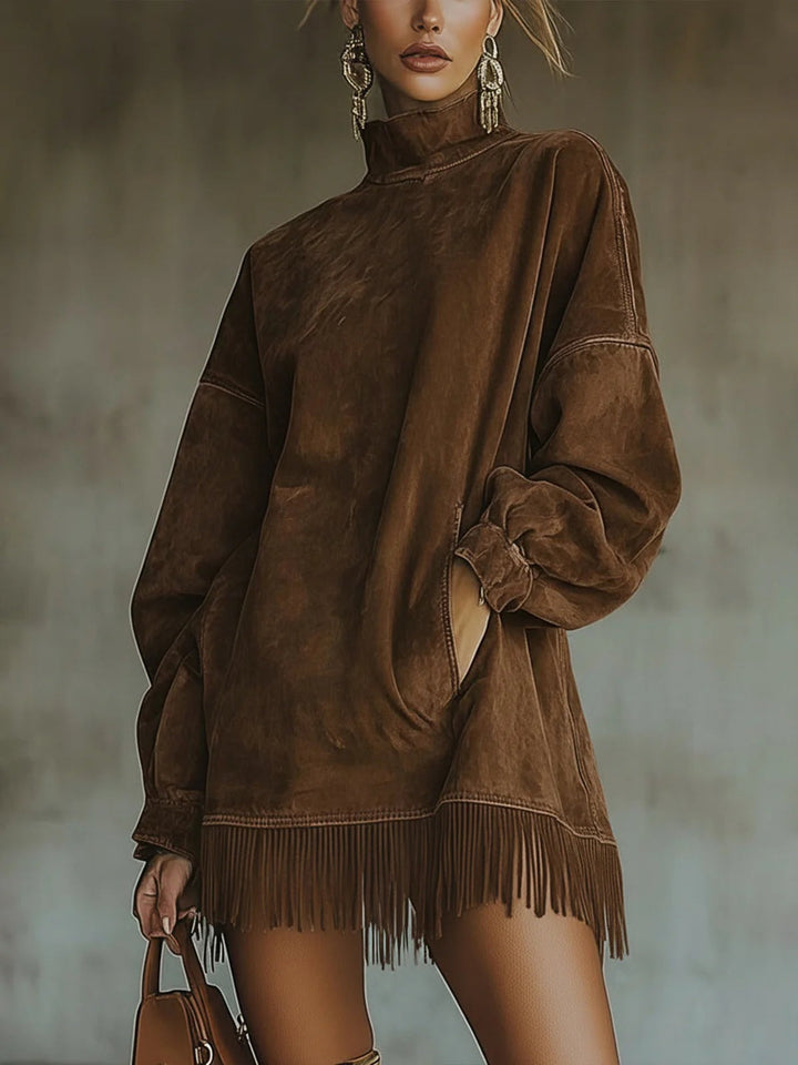 Robe Col Roulé Avec Ourlet À Franges | Selaria