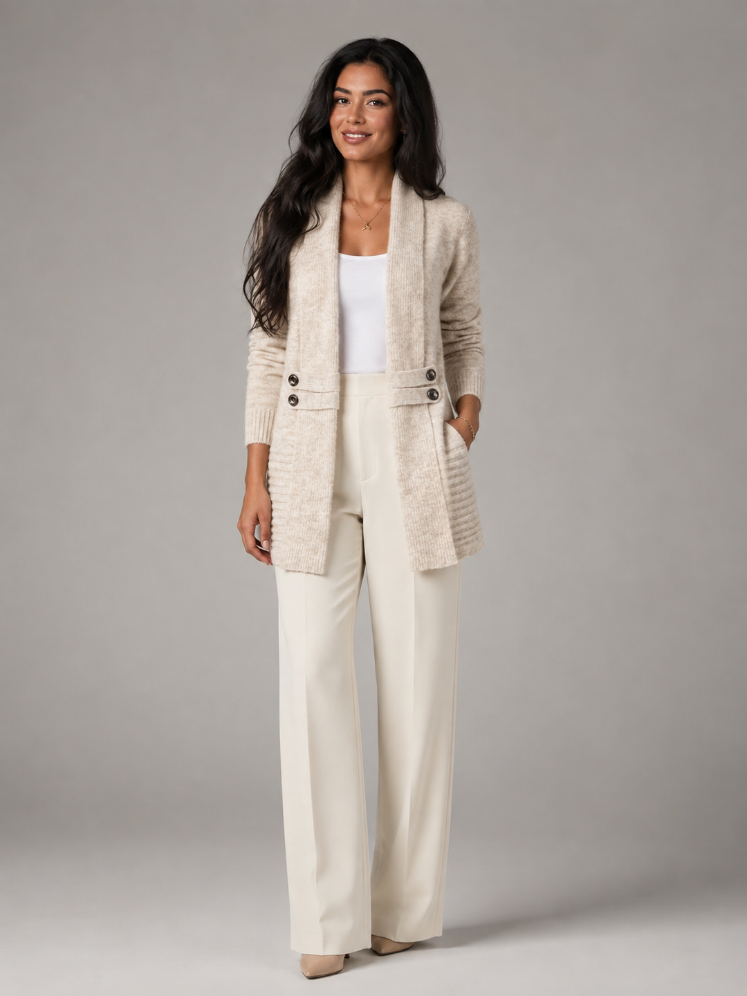 Corvelle | Cardigan Col Châle Ceinture Boutonnée pour Femme