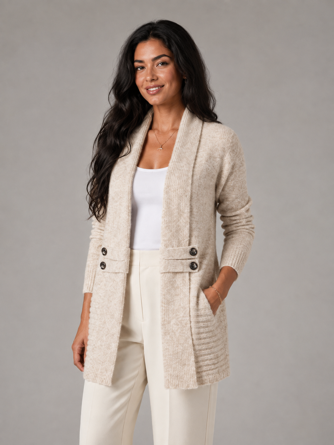 Corvelle | Cardigan Col Châle Ceinture Boutonnée pour Femme