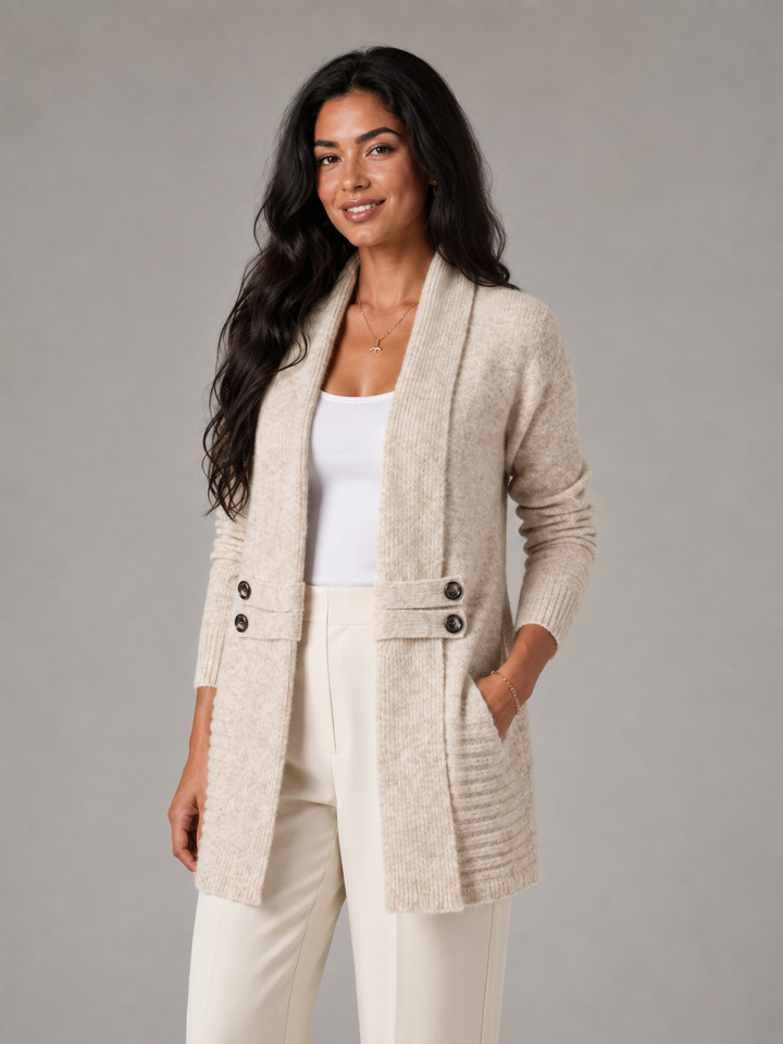 Corvelle | Cardigan Col Châle Ceinture Boutonnée pour Femme