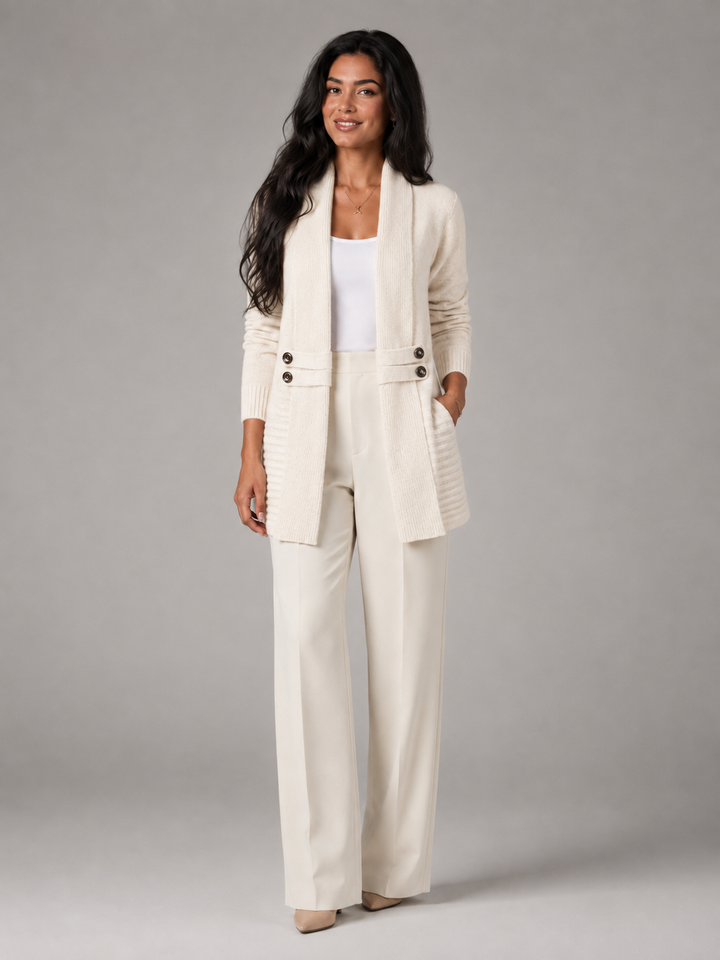 Corvelle | Cardigan Col Châle Ceinture Boutonnée pour Femme