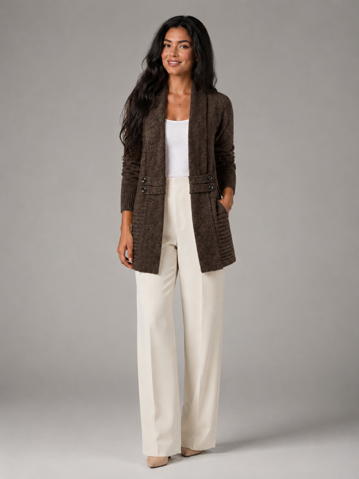 Corvelle | Cardigan Col Châle Ceinture Boutonnée pour Femme