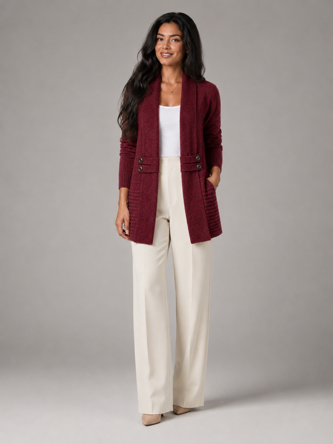 Corvelle | Cardigan Col Châle Ceinture Boutonnée pour Femme