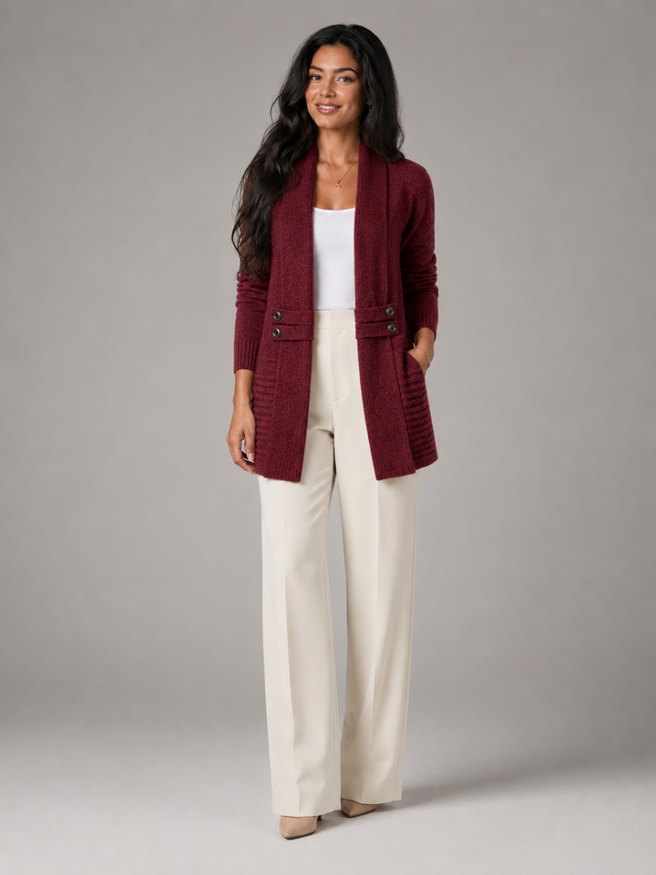 Corvelle | Cardigan Col Châle Ceinture Boutonnée pour Femme
