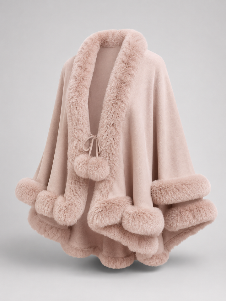 Solveline | Cardigan Cape Bordure Fausse Fourrure pour Femme