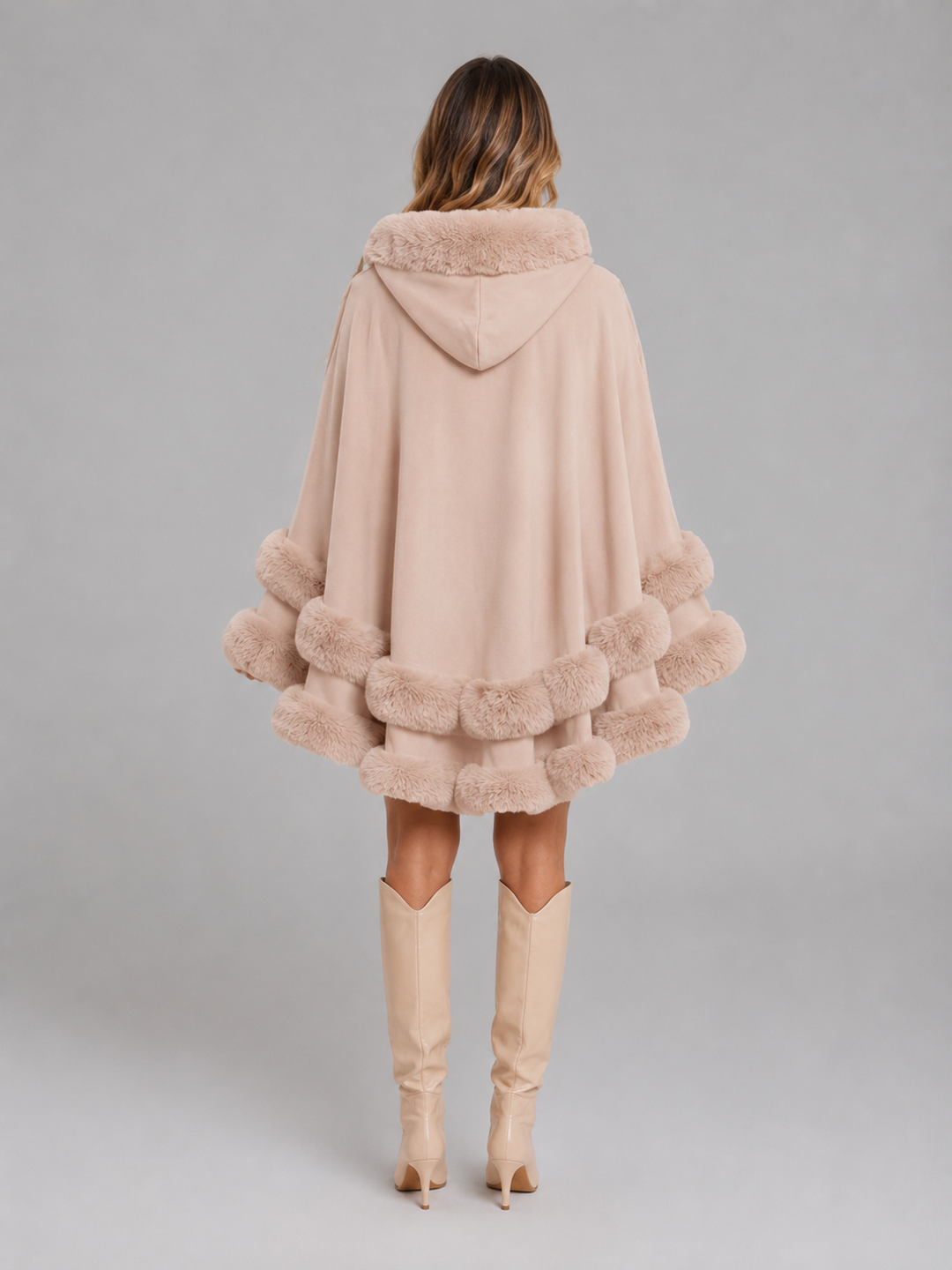 Solveline | Cardigan Cape Bordure Fausse Fourrure pour Femme