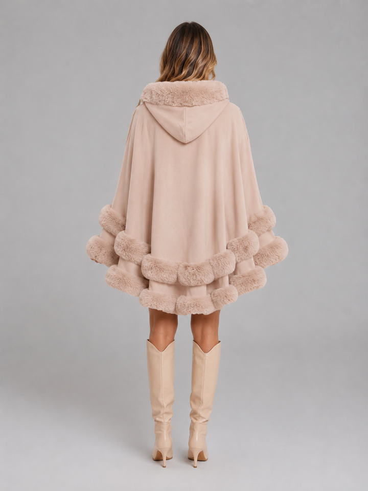 Solveline | Cardigan Cape Bordure Fausse Fourrure pour Femme