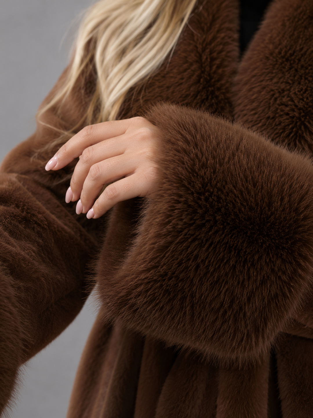 Solenvale | Manteau Ceinturé Col Fausse Fourrure pour Femme