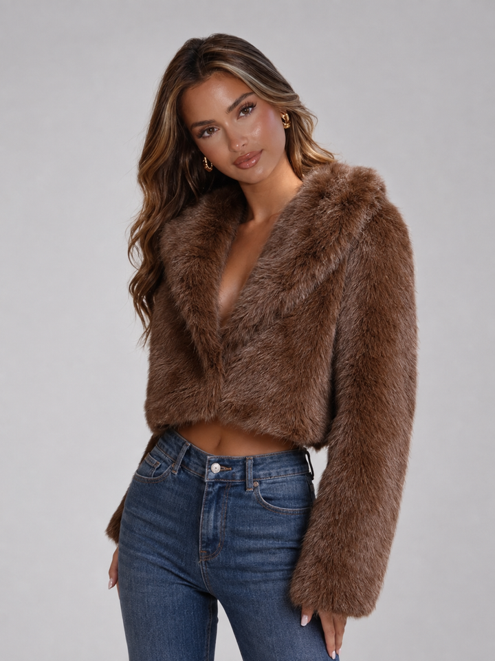 Marveska | Veste Courte Fausse Fourrure Renard pour Femme