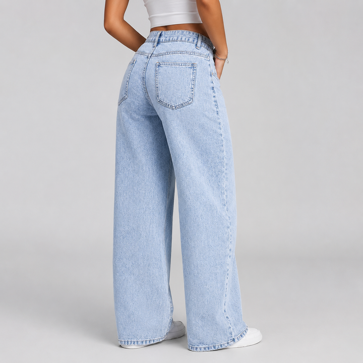 Marisol | Jean Large Taille Haute Délavé Acide