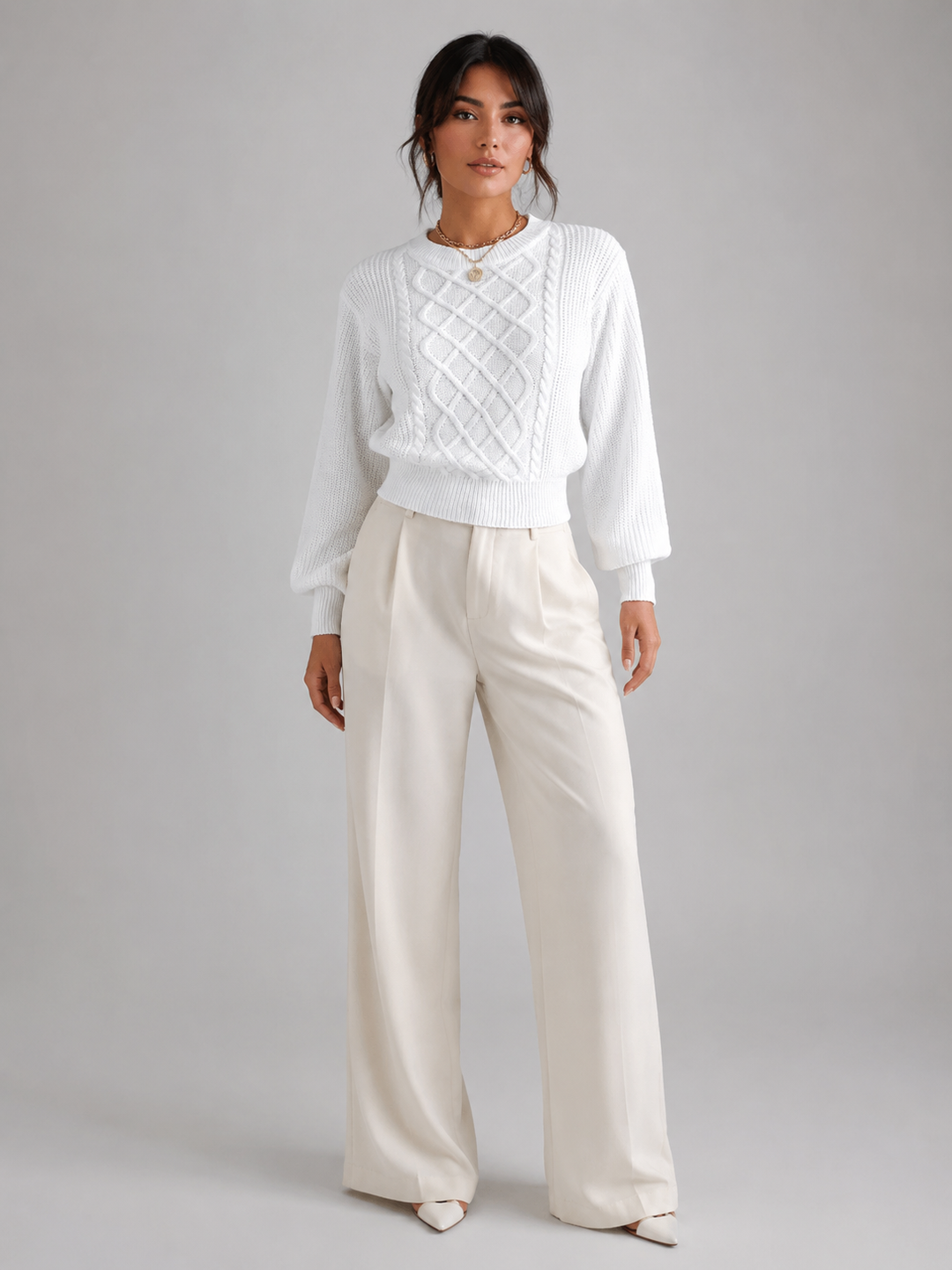 Wysteral | Pull Manches Lanterne Col Rond pour Femme
