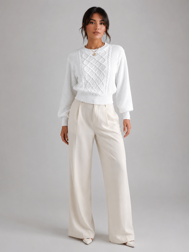 Wysteral | Pull Manches Lanterne Col Rond pour Femme
