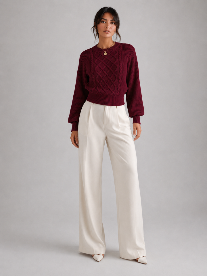 Wysteral | Pull Manches Lanterne Col Rond pour Femme