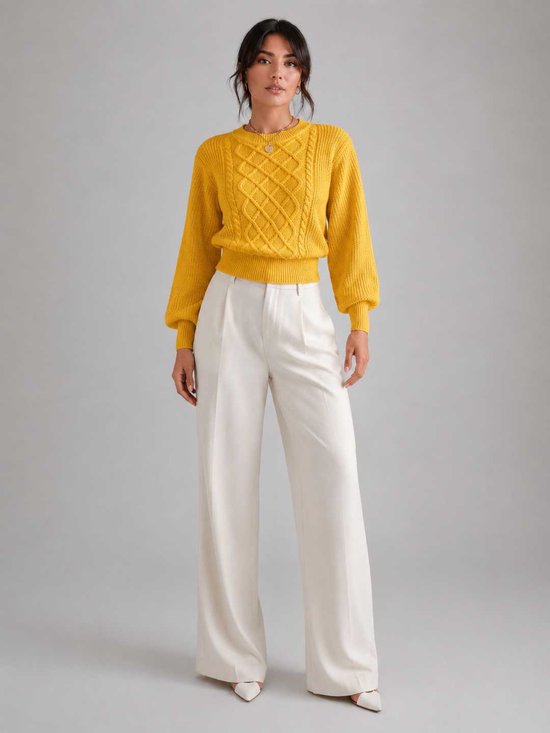 Wysteral | Pull Manches Lanterne Col Rond pour Femme
