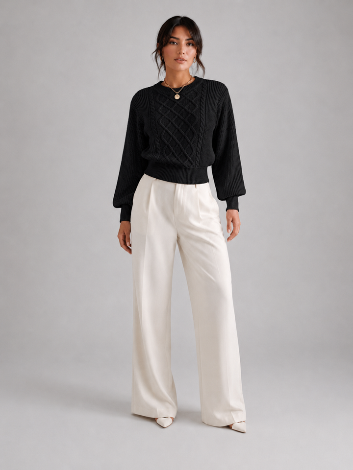 Wysteral | Pull Manches Lanterne Col Rond pour Femme