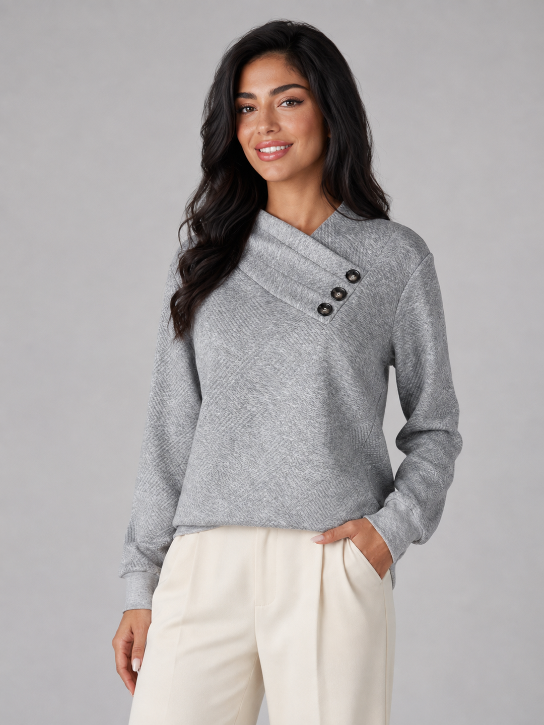 Verlenna | Pull Col Châle Boutonné pour Femme