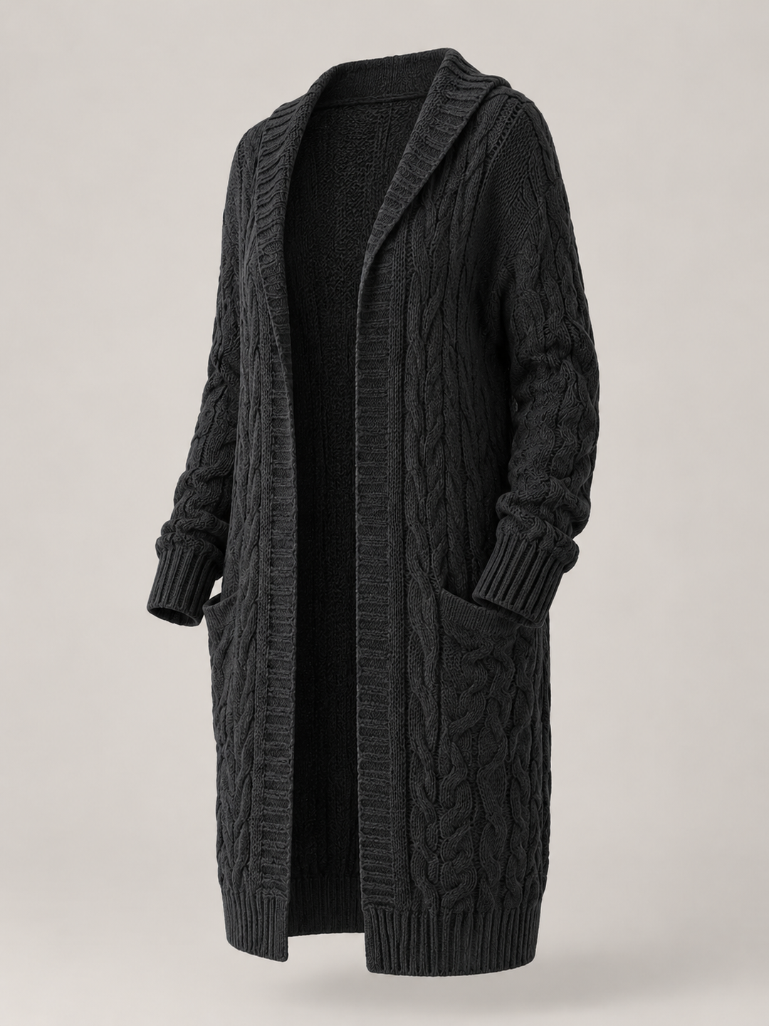 Marisenne | Cardigan Long Torsadé à Capuche pour Femme